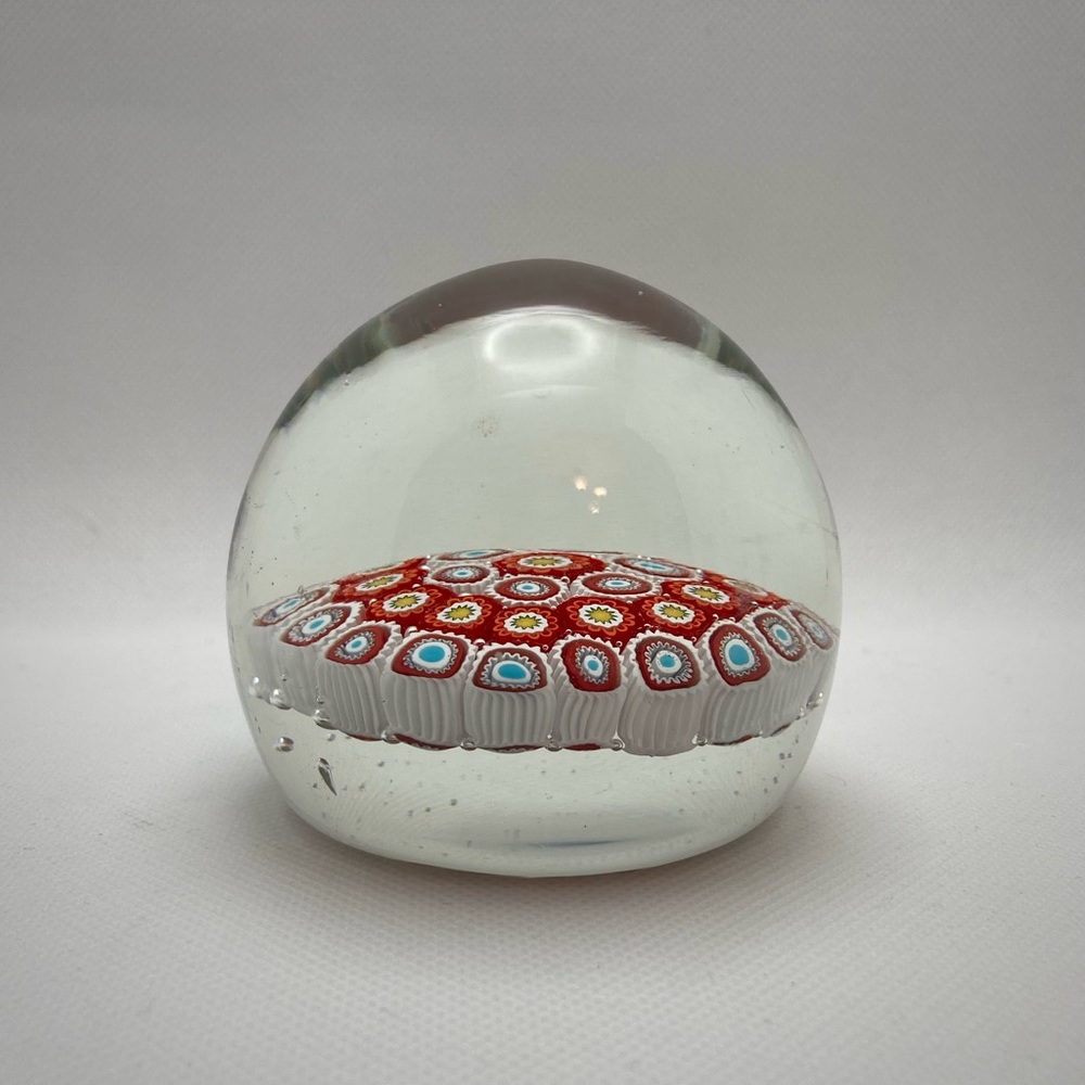 Quality Millefiori Glass Paper Weight, Heavy Glass, Murano Style Polished Base